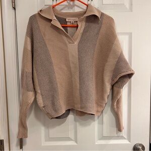 Philosophy Beige and Cream V-Neck Sweater